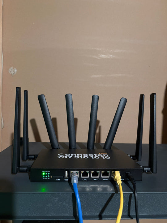 ConnecTen multi-carrier business router — front view with antennas